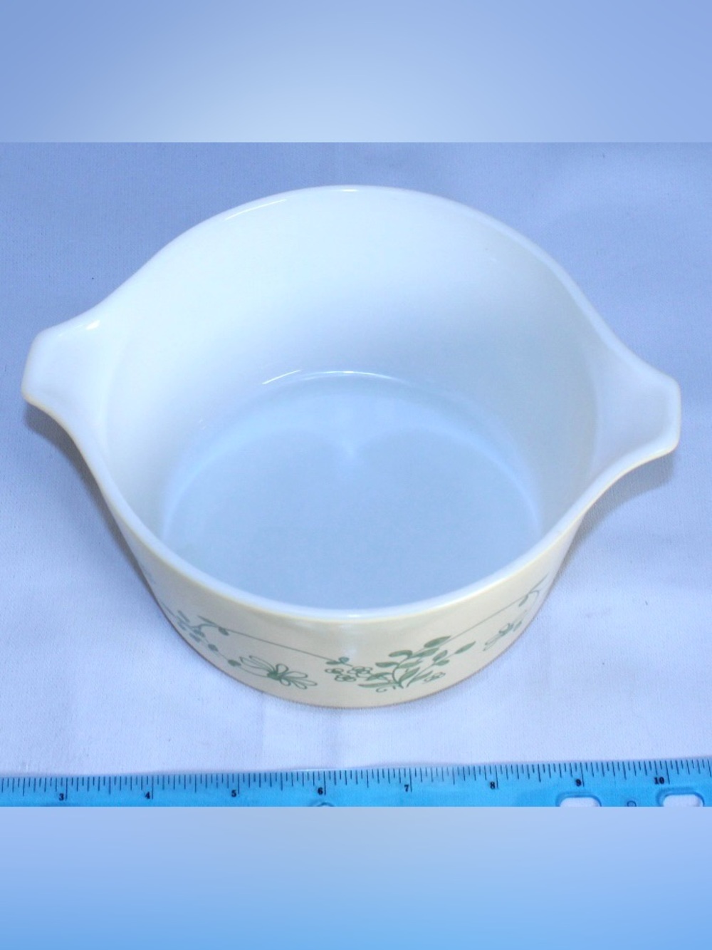 PYREX Milk Glass “Shenandoah” “Wintergreen” Cinderella Dish 1L Model 473 B - Picture 5 of 8